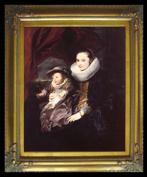 framed  Anthony Van Dyck Portrait of a Woman and Child, Ta066